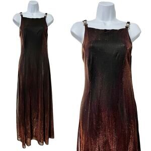 VTG Fiesta Y2K Iridescent Sheer Overlay Maxi Dress Size M Black‎ Fairy Prom HOCO